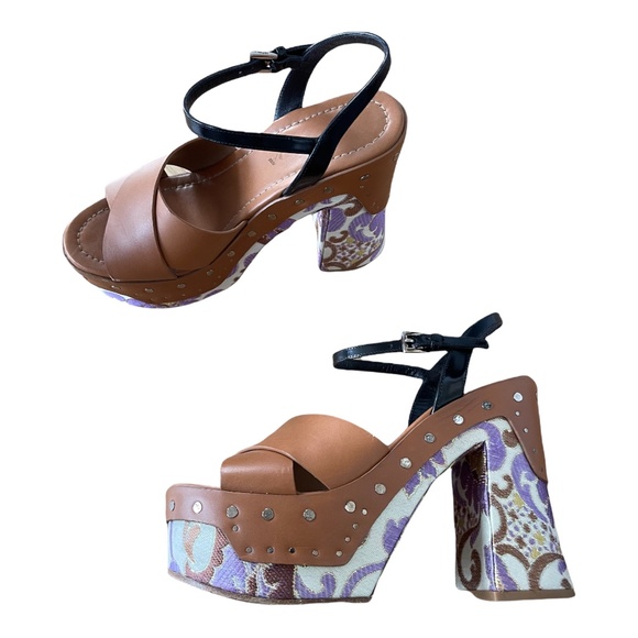 PRADA [RARE] Spring 2015 Leather/Brocade Platform Sandals - Picture 12 of 15